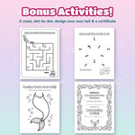 Load image into Gallery viewer, Mermaid colouring book features including 40 pages, single-sided designs and bonus activities
