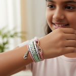 Load image into Gallery viewer, Girl wearing mermaid bracelet on her wrist with a blurred background