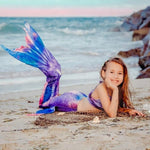Load image into Gallery viewer, Luxury Mermaid Tail & Match Frill Bikini - Cosmic Purple - Mini Mermaid Tails