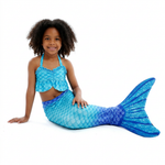 Load image into Gallery viewer, Coco in the Turquoise Frill mermaid tail