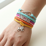 Load image into Gallery viewer, Unicorn friendship bracelet wrist-only preview