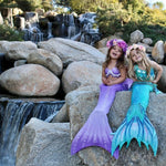 Load image into Gallery viewer, Mermaid Tail & Purple Shell Bikini 2yrs + - Mini Mermaid Tails