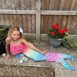 Load image into Gallery viewer, Luxury Mermaid Tail & Bikini - Rainbow Frill - Mini Mermaid Tails