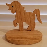 Load image into Gallery viewer, Wooden Unicorn Phone, Book, or Tablet Stand plus Ring Holder - Mini Mermaid Tails