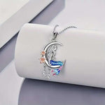 Load image into Gallery viewer, Mermaid Crescent Moon Necklace - Silver Chain with Enamel Detail