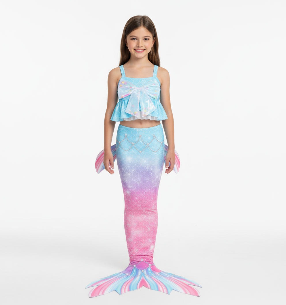 Queue de sirène avec nœud en organza et pompon en édition limitée