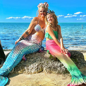 Luxury Mermaid Tail & Bikini - Green & Pink Watermelon