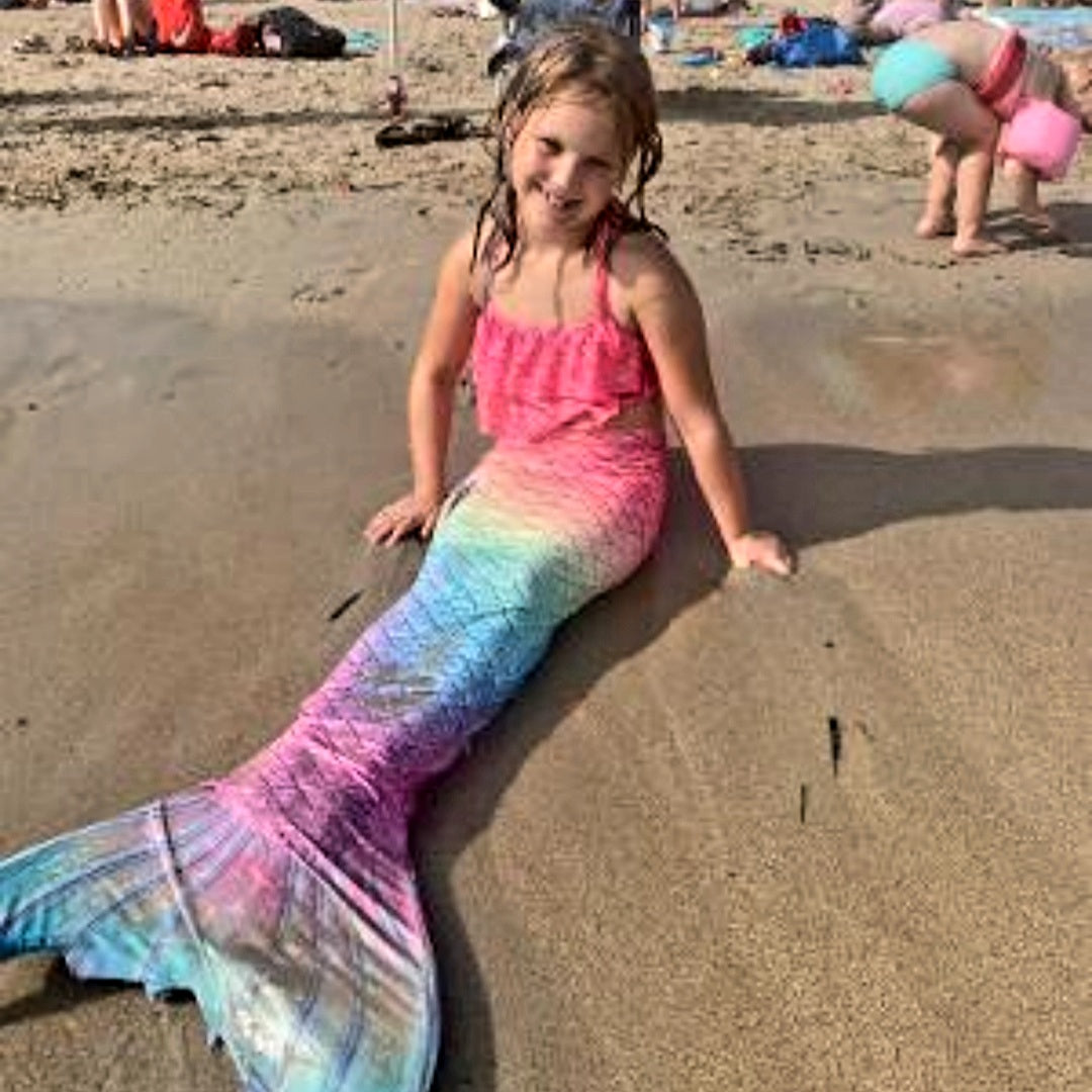 Luxury Mermaid Tail & Bikini - Rainbow Frill