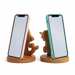 Load image into Gallery viewer, Angled phone-stand preview showing more of the wooden mermaid and unicorn supports