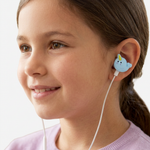 Load image into Gallery viewer, Close-up of a young girl wearing narwhal earphones against a plain white background