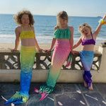 Load image into Gallery viewer, Mermaid Tail &amp; Bikini - Yellow &amp; Blue Age 3-4 Only left!
