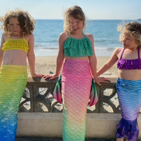 Luxury Mermaid Tail & Bikini - Green & Pink Watermelon