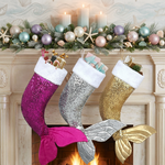 Load image into Gallery viewer, Mermaid Tail Christmas Stocking | Glittery | Pink, Silver &amp; Gold