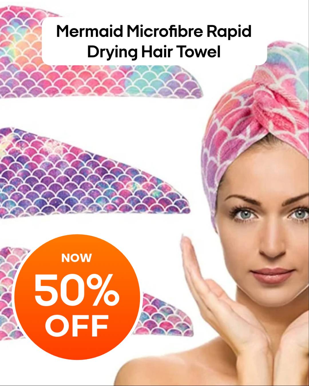 Mermaid Microfibre Rapid Drying Hair Towel