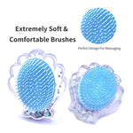 Load image into Gallery viewer, Super cute sparkly blue and silver glitter detangling hairbrush with extremely soft and comfortable bristles, designed for massaging. Mini Mermaid Tails
