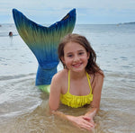 Load image into Gallery viewer, Mermaid Tail &amp; Bikini - Yellow &amp; Blue Age 3-4 Only left!
