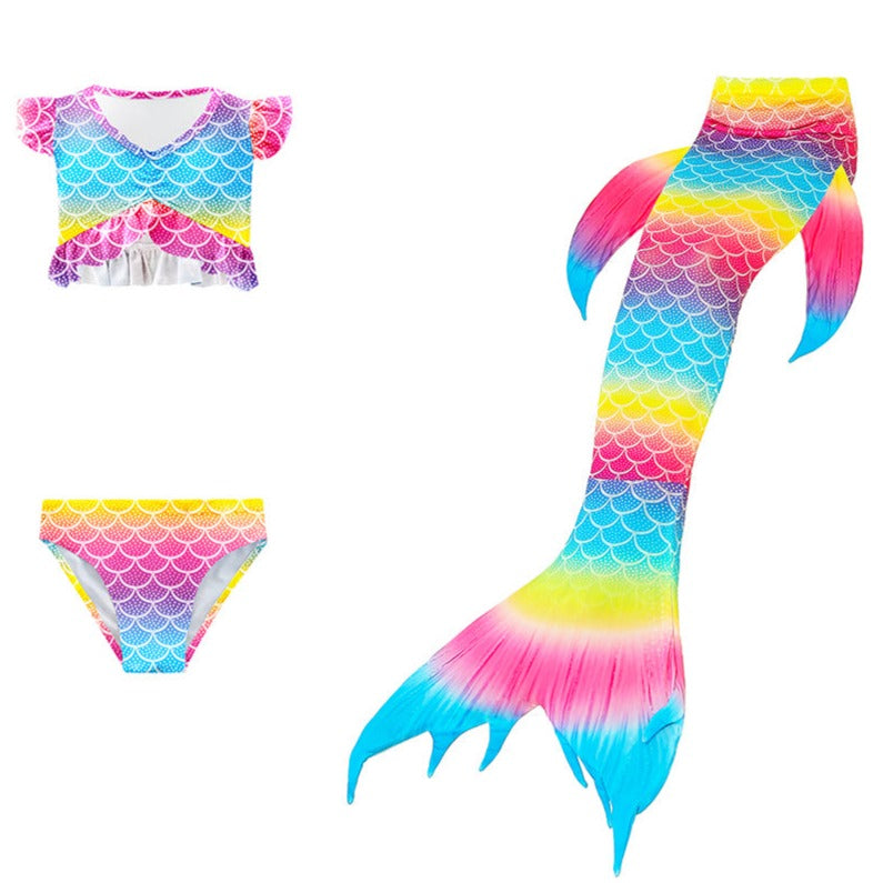 Luxury Mermaid Tail & Bikini - Rainbow Scales