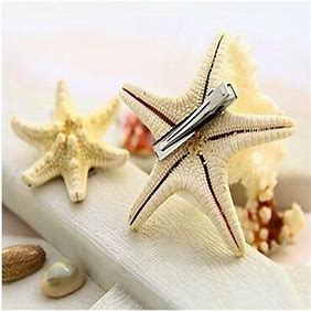 Starfish Beach Hair Clips, with the front and the back shown. Mini Mermaid Tails