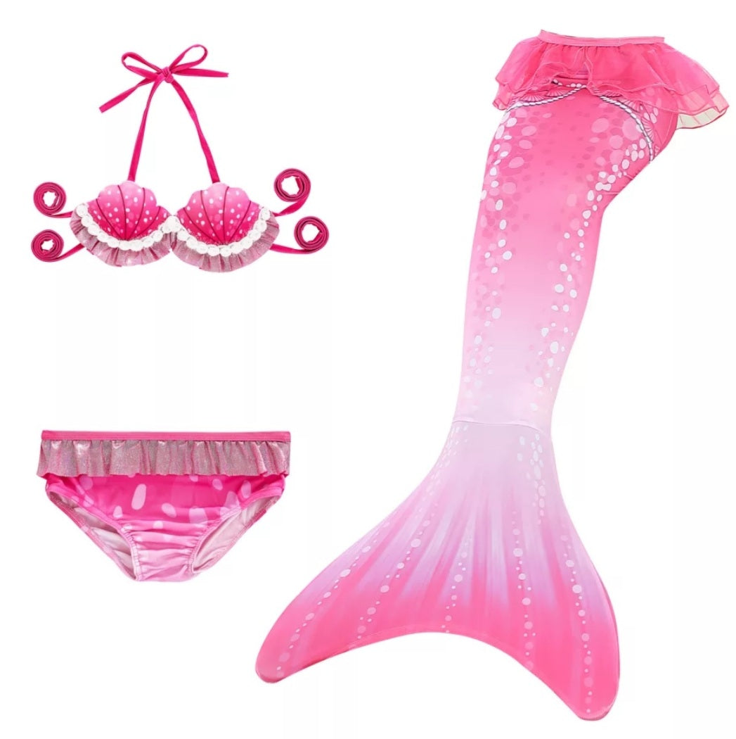 Mermaid Tail & Pink Shell Bikini 2yrs +