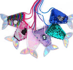 Charger l&#39;image dans la galerie, Cute Mermaid Tail Sequined Bags. Sequined Mermaid Tail Coin Purse available in 5 colors - blue, green, purple, pearlescent, pink, and multi-colored.  All can have the sequins flip over to a different color. Mini Mermaid Tails
