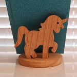 Load image into Gallery viewer, Wooden Unicorn Phone, Book, or Tablet Stand plus Ring Holder
