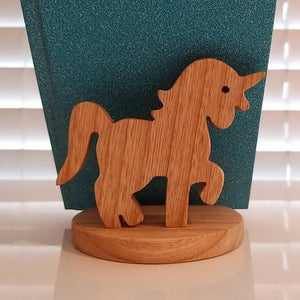 Wooden Unicorn Phone, Book, or Tablet Stand plus Ring Holder