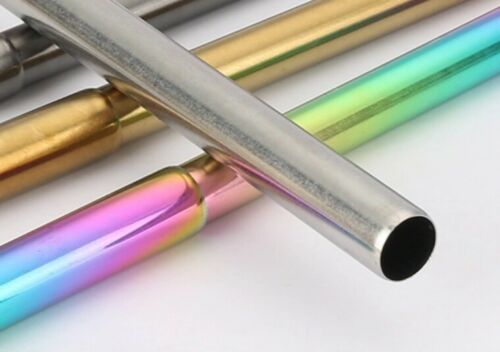 Close up view of the stainless steel telescopic reusable drinking straw. Mini Mermaid Tails
