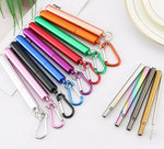 Load image into Gallery viewer, An array of colors comes with these stainless steel telescopic reusable drinking straws. Mini Mermaid Tails
