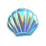 Load image into Gallery viewer, Beautiful Blue Hologram Shell Shaped Compact Hand Mirror. Mini Mermaid Tails
